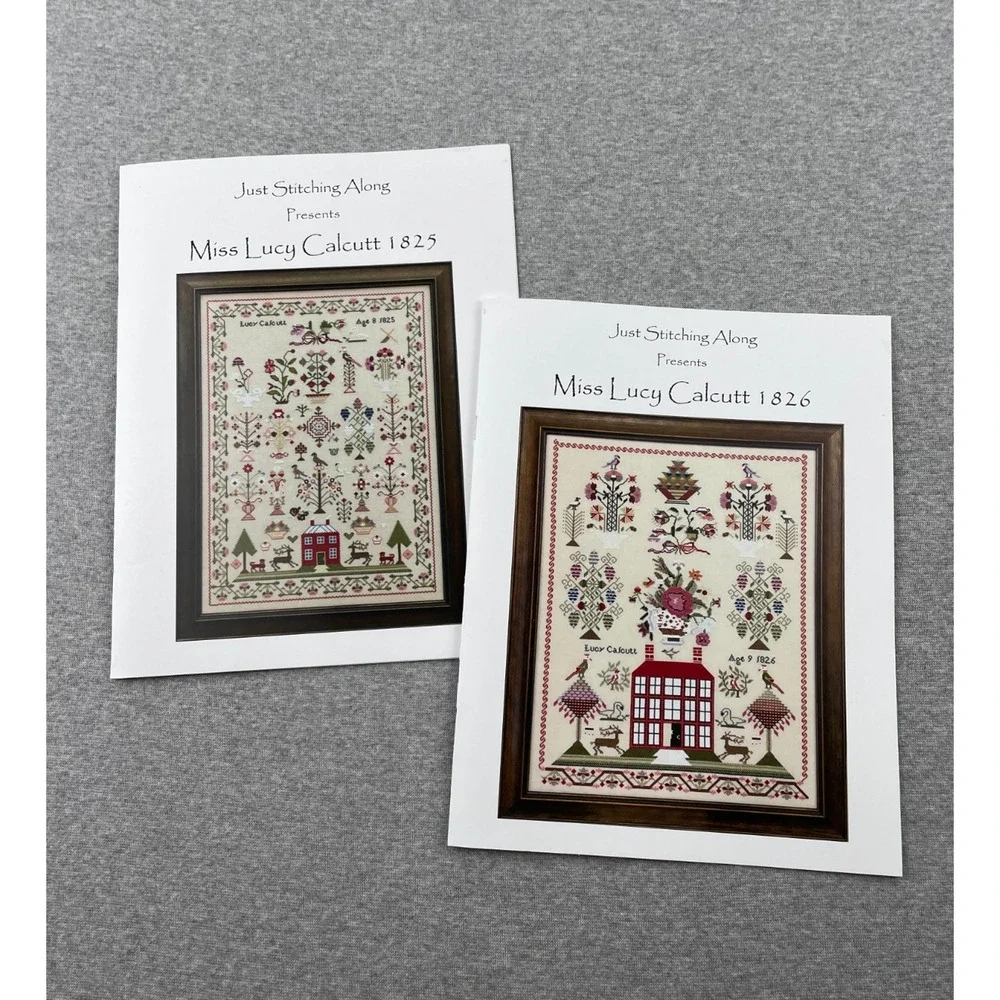 Lot of 2 Miss Lucy Calcutt 1825 / 1826 Cross Stitch Charts Just Stitching Along
